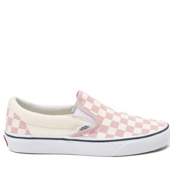 hot pink checkerboard vans slip ons